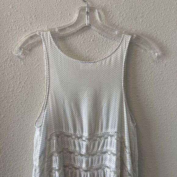 Intimately Free People Mini Slip Dress XS Swing Trapeze White Polka Dot Lacey - Picture 9 of 10